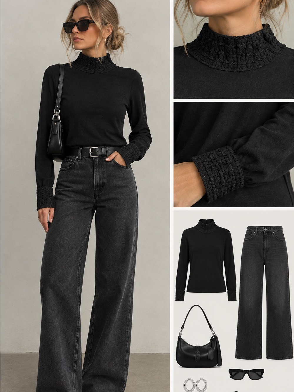 Vintage Diesel Black Women's Cowl Neck Sweater